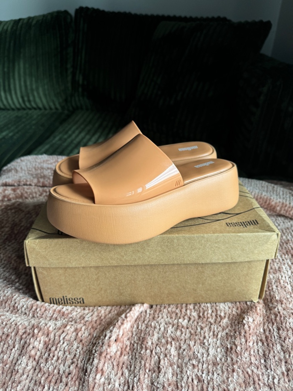 Melissa Platform Slide Sandals in Peach - Picture 2 of 5